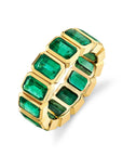 Norman Silverman 18k Yellow Gold Bezel Set Emerald Eternity Band