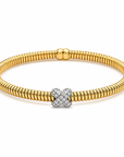 18K Yellow & White Gold Diamond X Bangle