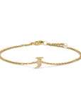 David Yurman Petite Pave Initial Chain Bracelet In 18k Yellow Gold With Diamond J