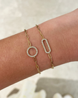 Paperclip Chain Bracelet with Diamond Circle Link, 0.21ctw