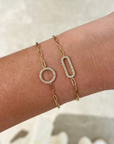Paperclip Chain Bracelet with Diamond Rectangle Link, 0.25ctw