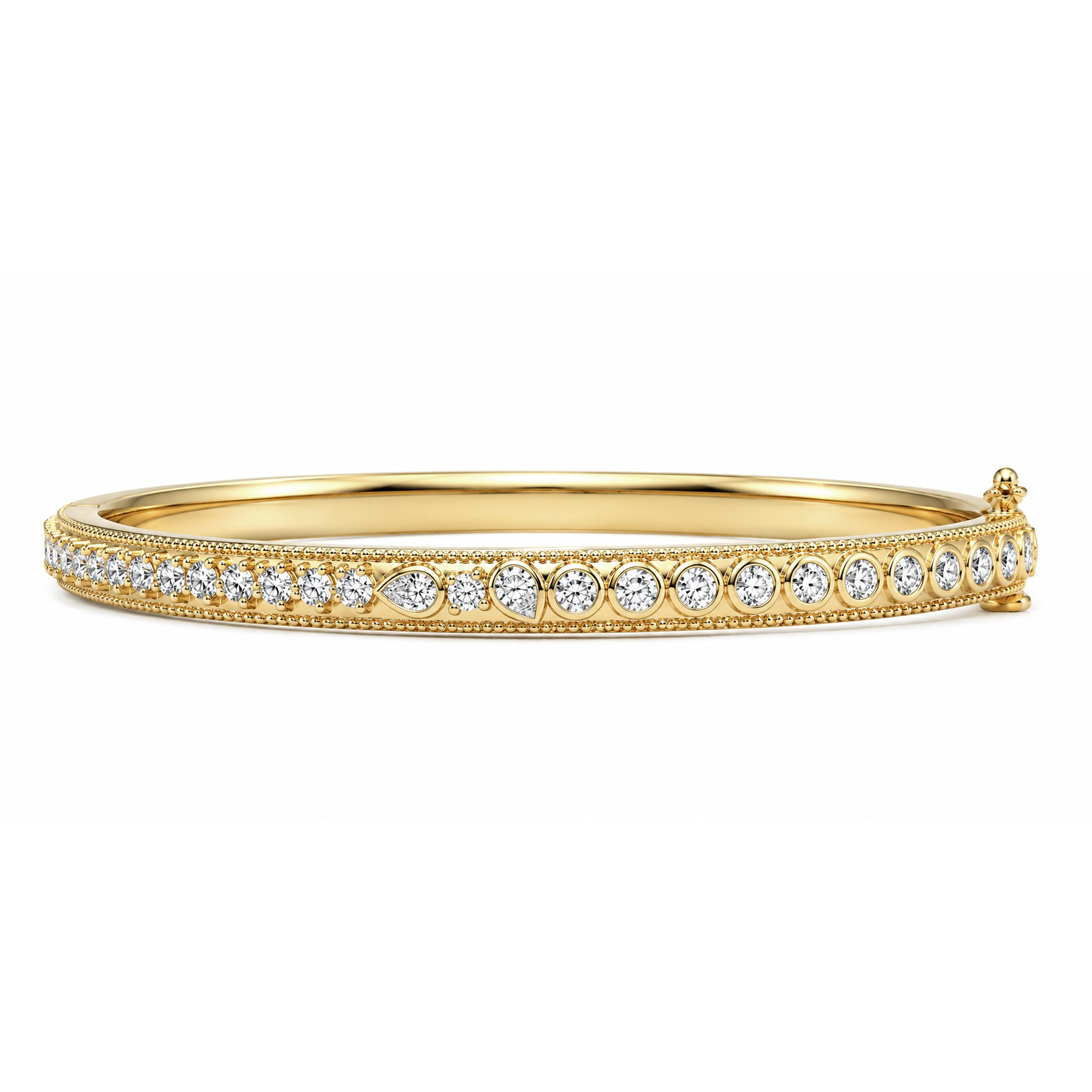 18k Yellow Gold Mixed Shape Bangle