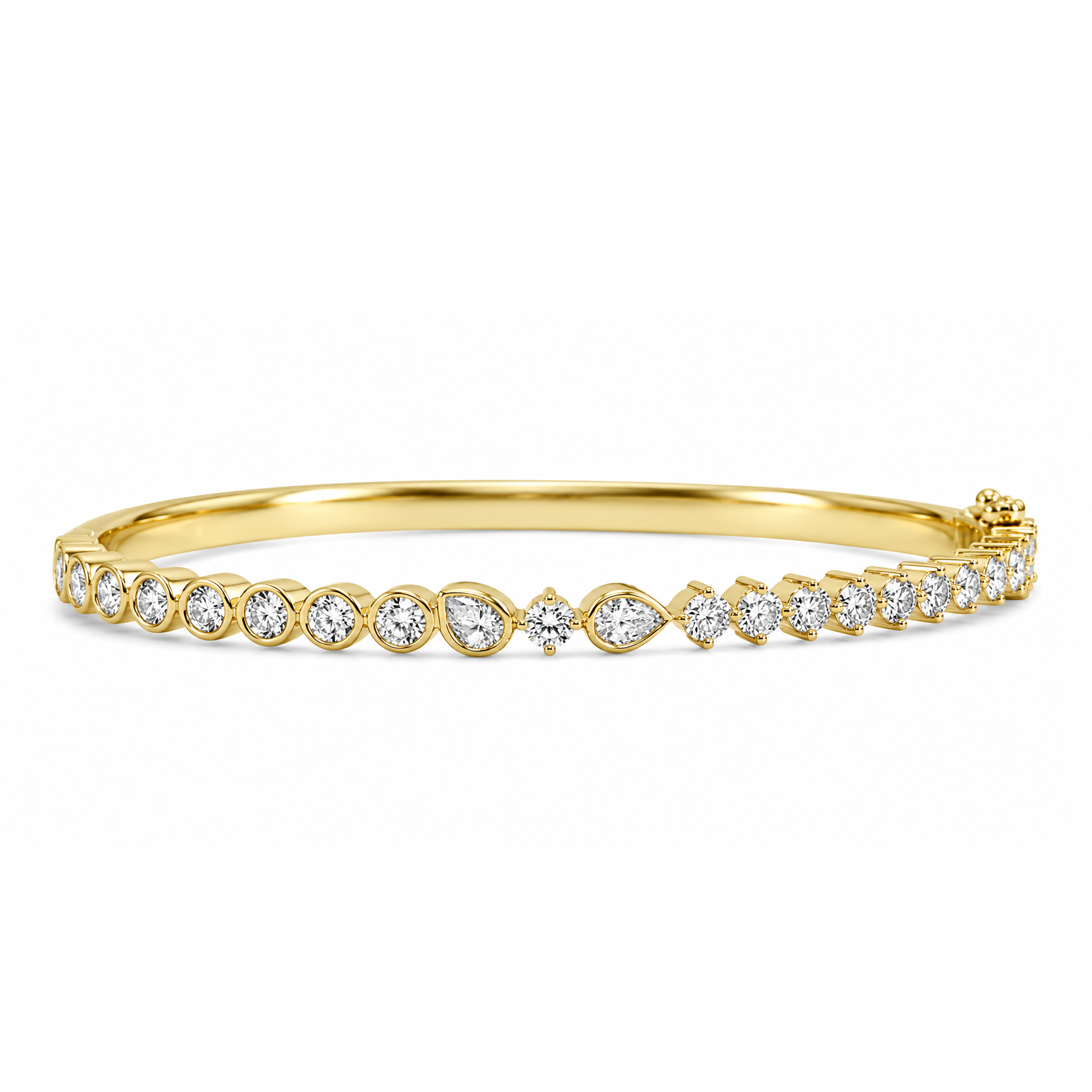 18k Yellow Gold Mixed Shape Diamond Bangle