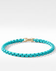 Dy Bel Aire Color Box Chain Bracelet In Turquoise Acrylic With 14k Yellow Gold Accent, 4mm