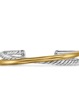 David Yurman Crossover Two Row Cuff Bracelet In Sterling Silver With 14k Yellow Gold, 11mm