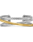 David Yurman Crossover Three Row Cuff Bracelet In Sterling Silver With 14k Yellow Gold, 20mm