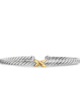 David Yurman Cable Flex X Station Bracelet In Sterling Silver With 14k Yellow Gold, 4mm