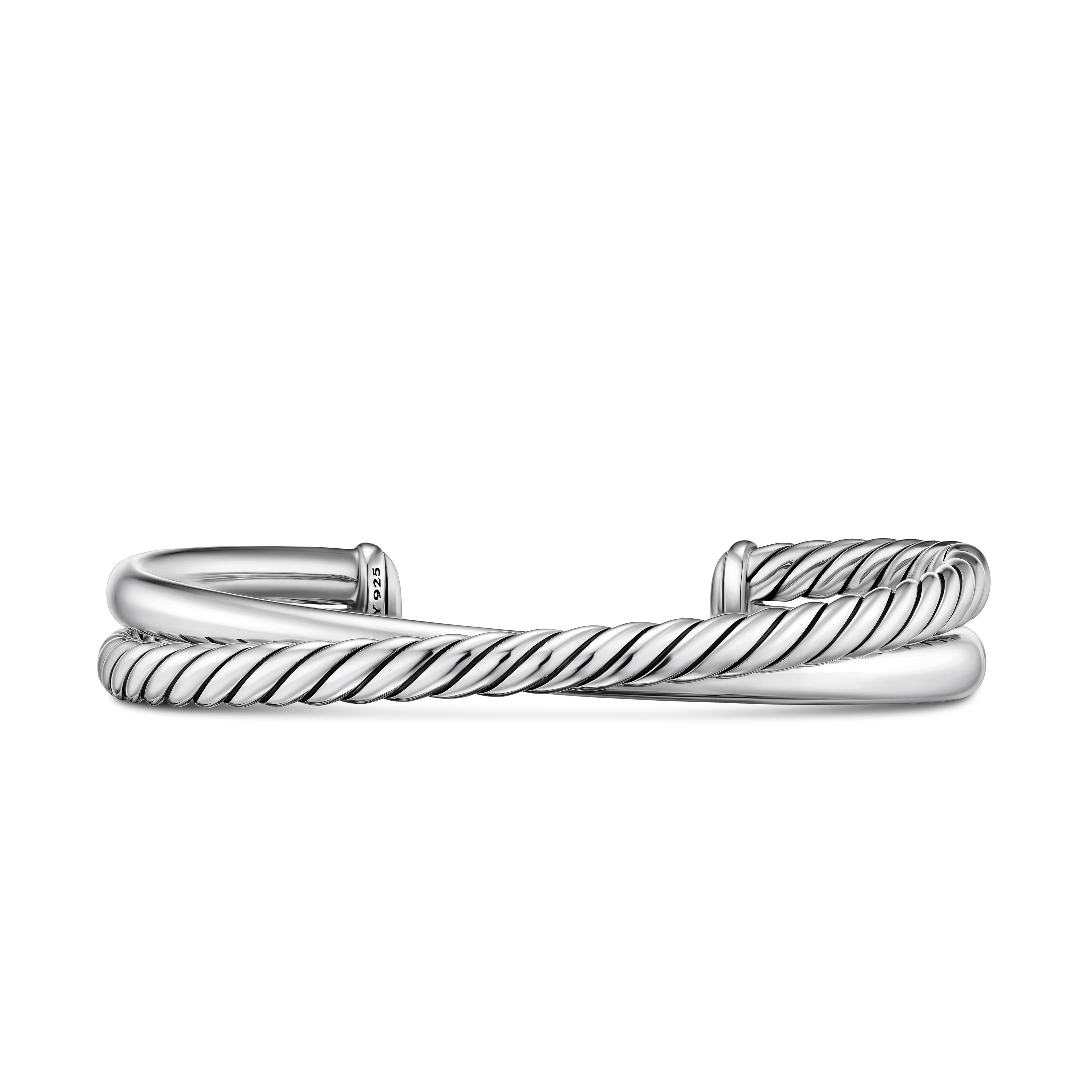 David Yurman Crossover Two Row Cuff Bracelet In Sterling Silver, 10.7mm