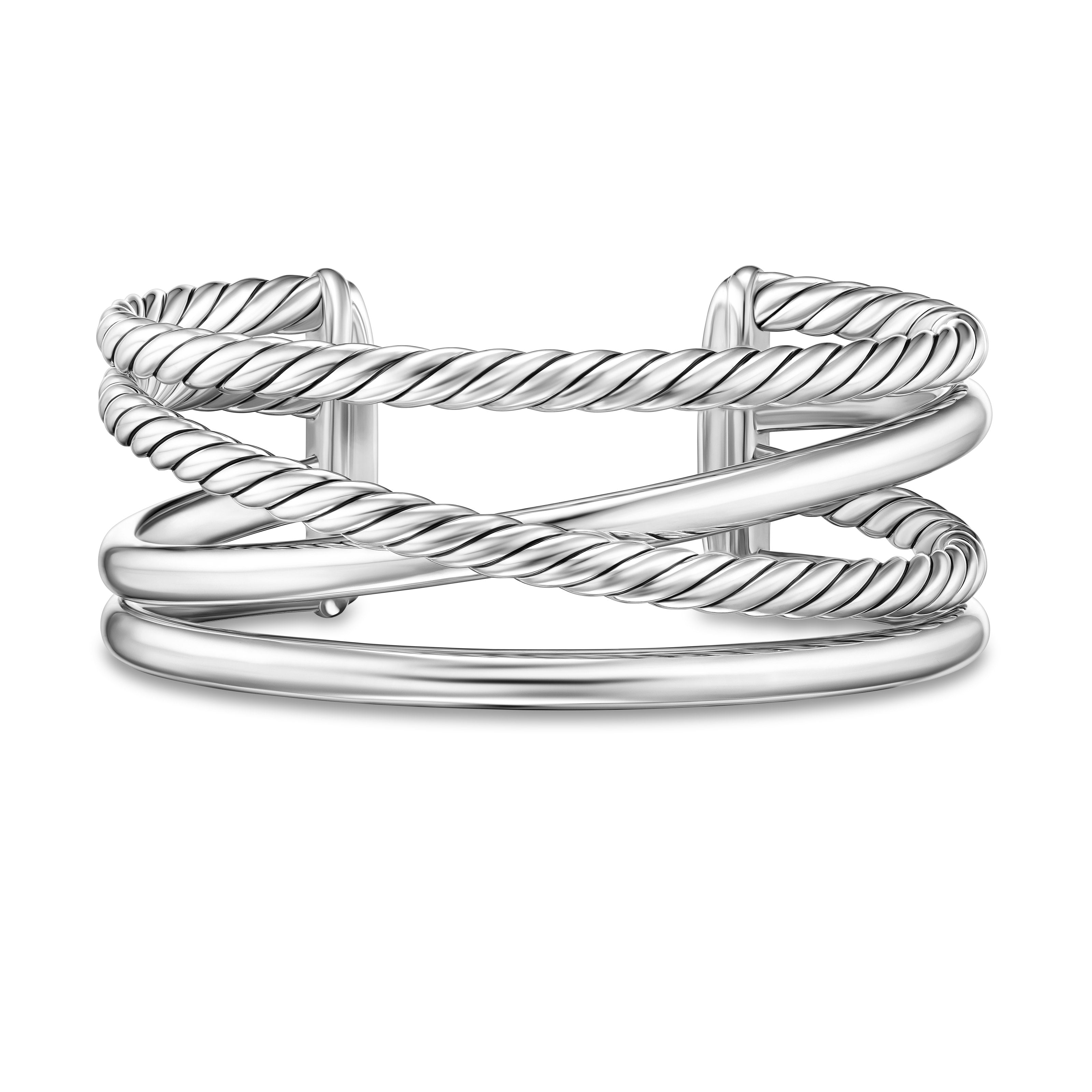 David Yurman Bold Crossover Multi Row Cuff Bracelet In Sterling Silver, 24.4mm