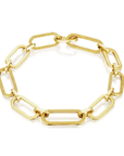 18k yellow gold bracelet with beaded and flat links.