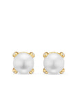 David Yurman Pearl Classics Stud Earrings In 18k Yellow Gold And Diamonds, 6.6mm