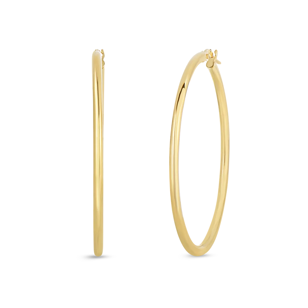 18k yellow gold hoop earrings by Roberto Coin.
