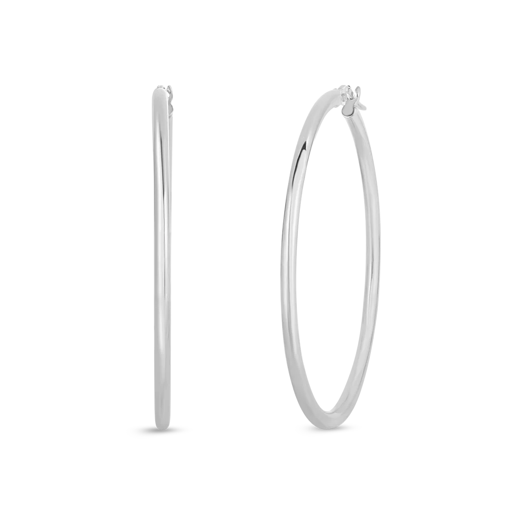 18K White Gold 45mm Perfect Hoop Earrings