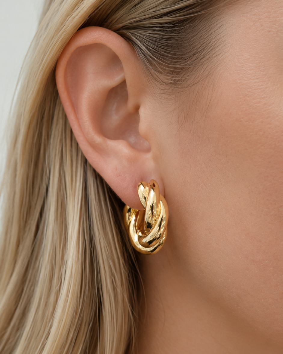 Twisted Puffy Hoop Earrings