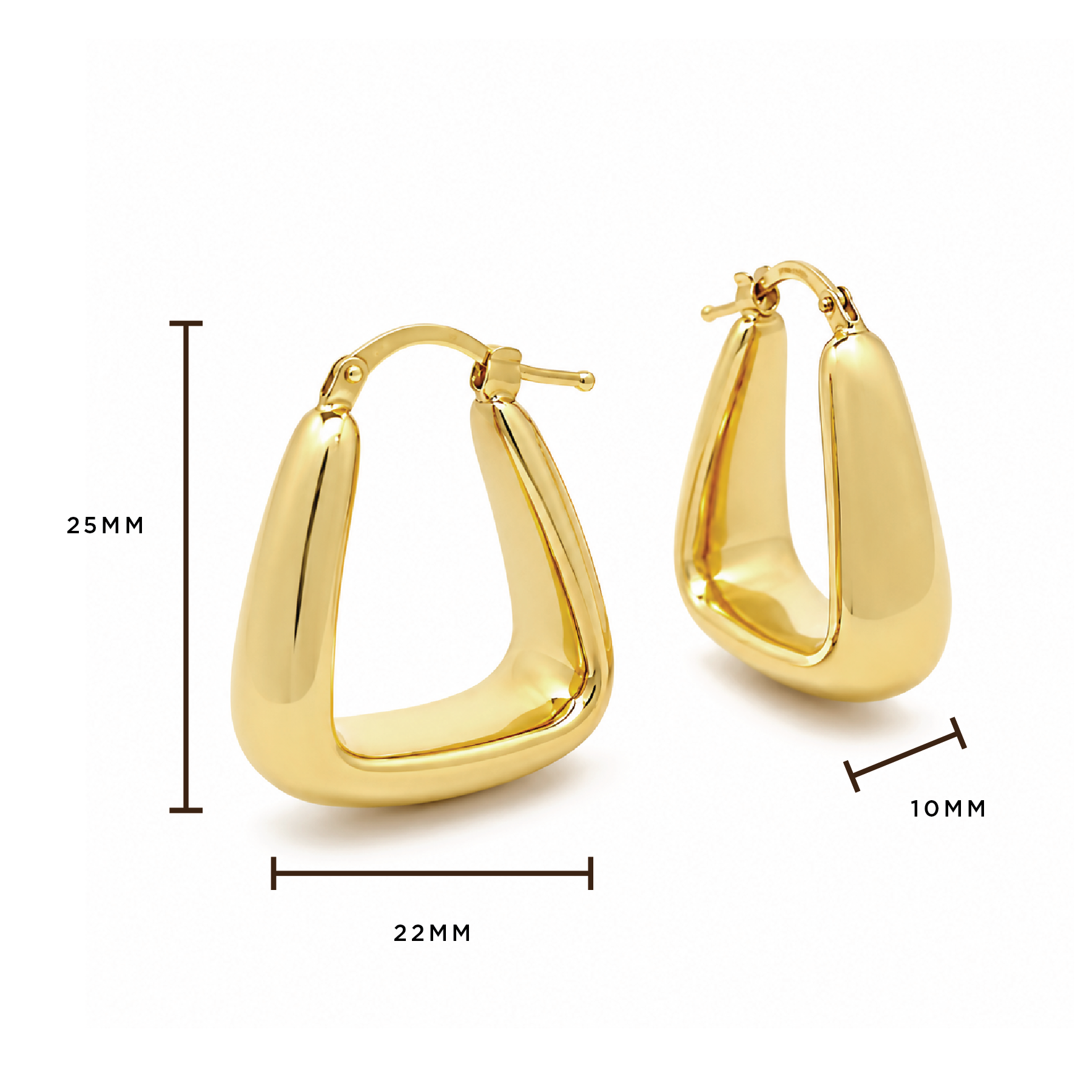 Brown &amp; Co. 14k Yellow Gold Triangular Puffy Hoop Earrings