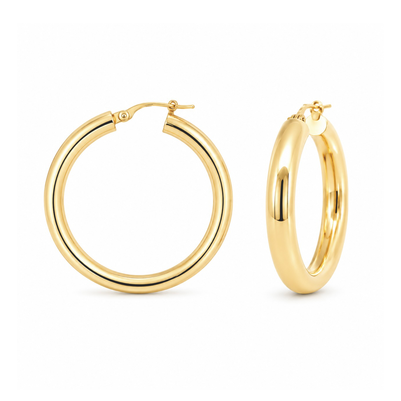Yellow Gold Hoop Earrings, 25mm