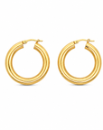 14k yellow gold puffy hoop earrings.