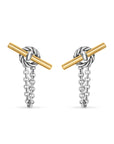 David Yurman Mercer Petite Toggle Chain Stud Earrings In Sterling Silver With 18k Yellow Gold, 38.2mm
