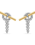 David Yurman Mercer Bold Toggle Chain Stud Earrings In Sterling Silver With 18k Yellow Gold, 50.4mm