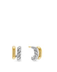 David Yurman Mercer Double Hoop Huggie Earrings In Sterling Silver With 18k Yellow Gold, 13.5mm