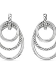 David Yurman Mercer Bold Triple Ring Drop Earrings In Sterling Silver, 48mm