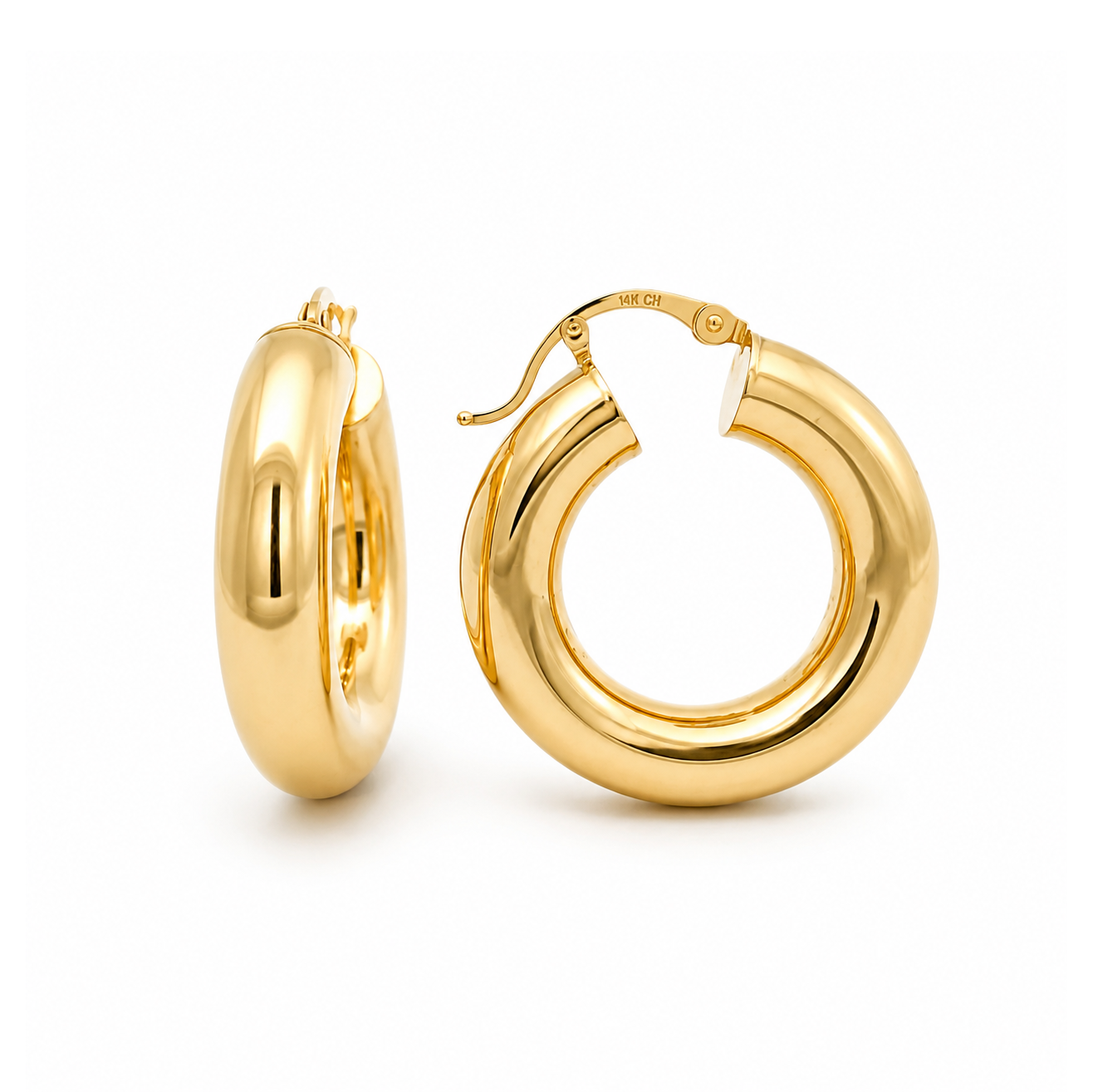 Puffy Hoop Earrings, 25mm