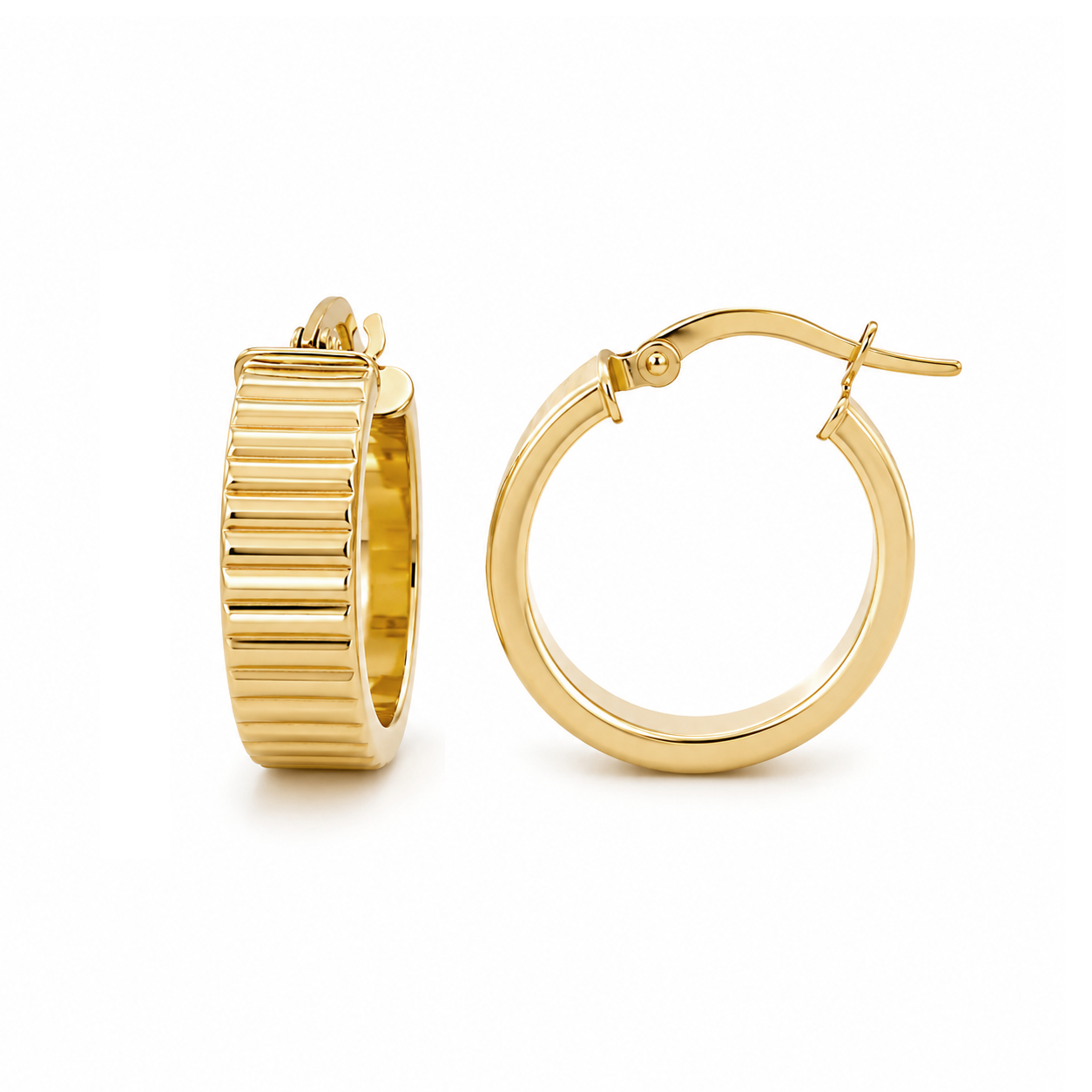 Brown &amp; Co. 14k Yellow Gold Fluted Hoop Earrings