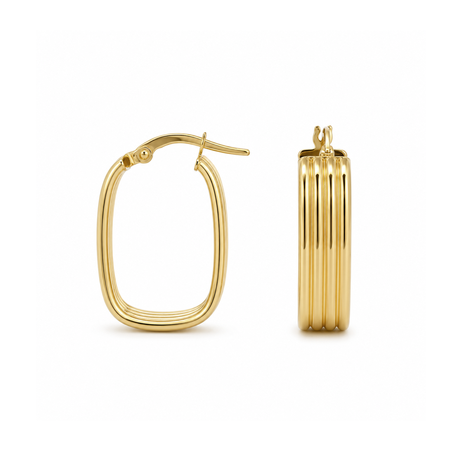 Brown &amp; Co. 14k Yellow Gold Ribbed U-Shaped Hoop Earrings
