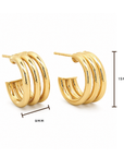 Three Row Huggie Earrings