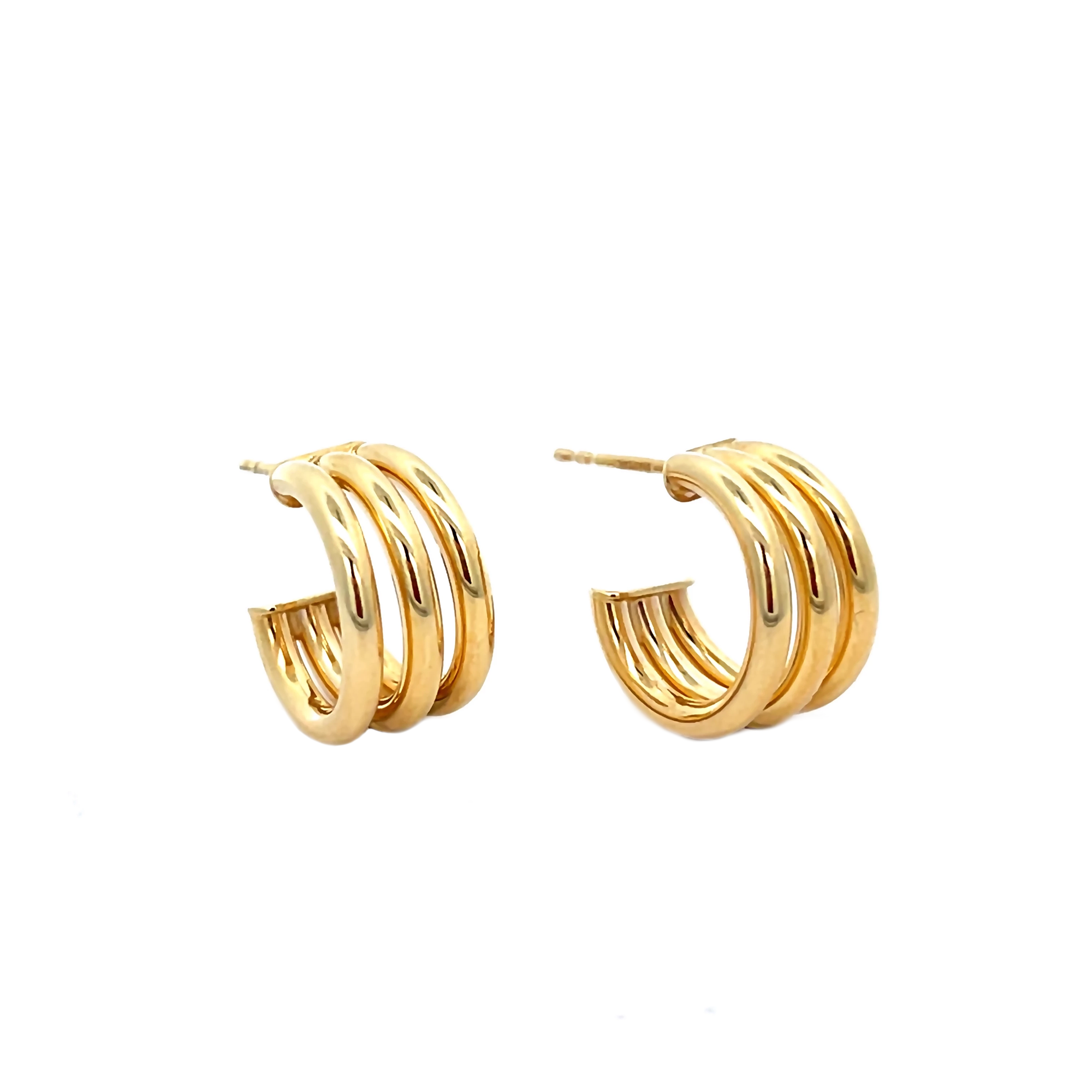 Brown &amp; Co. 14k Yellow Gold Three Row Huggie Earrings