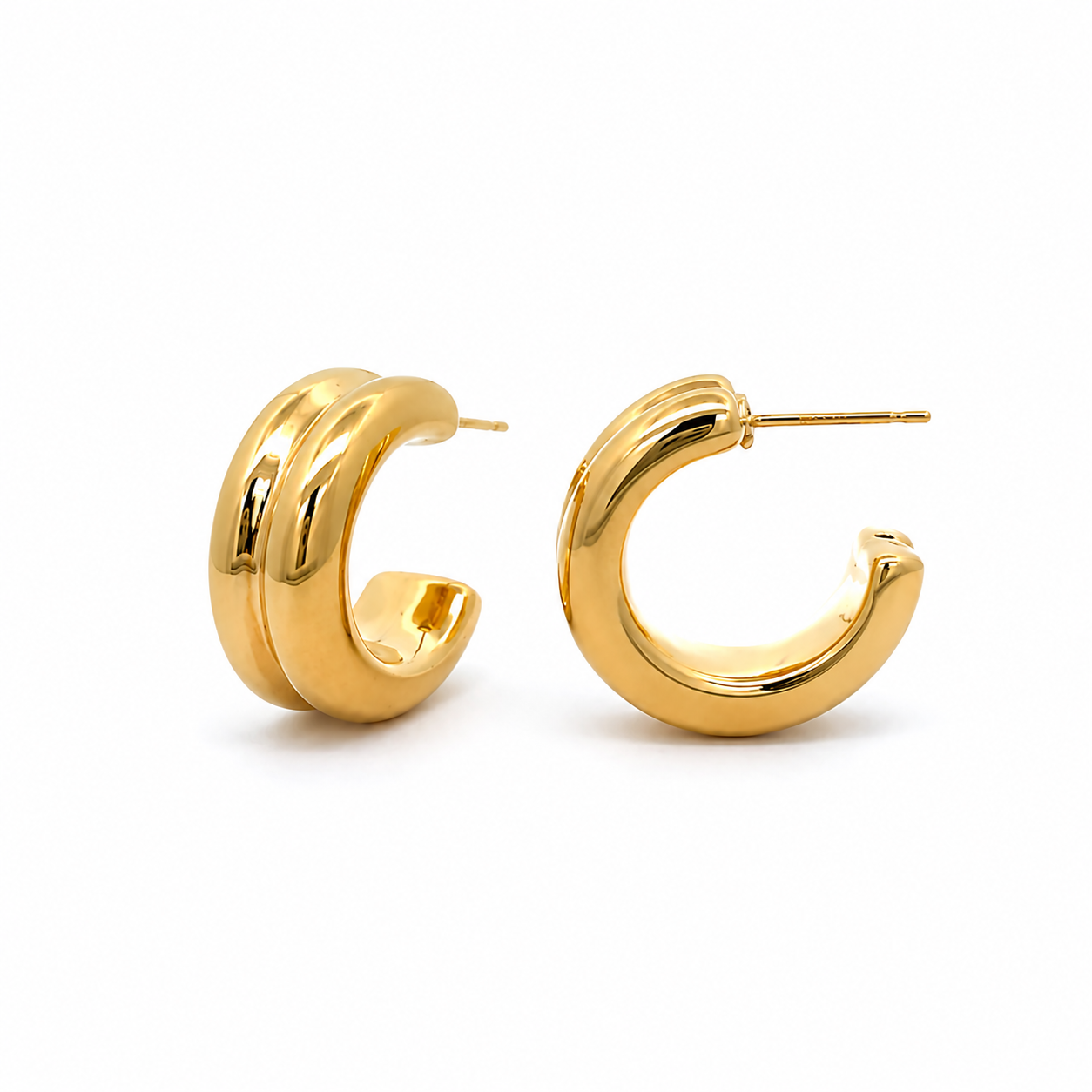 14K Yellow Gold Double Hoop Earrings