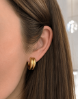 Double Row Hoop Earrings, 20mm
