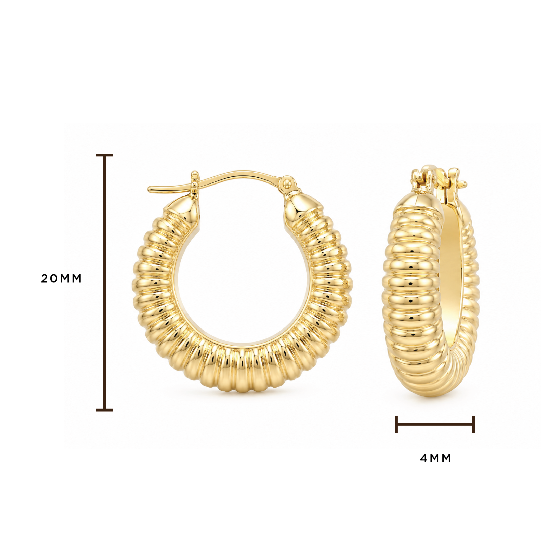 Brown &amp; Co. 14k Yellow Gold Fluted Hoop Earrings