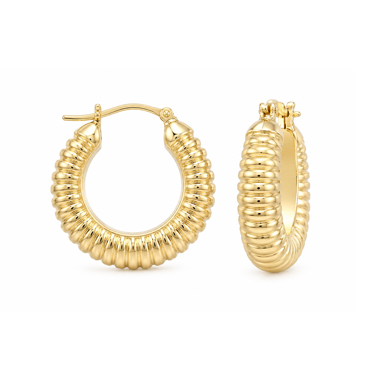 Brown &amp; Co. 14k Yellow Gold Fluted Hoop Earrings