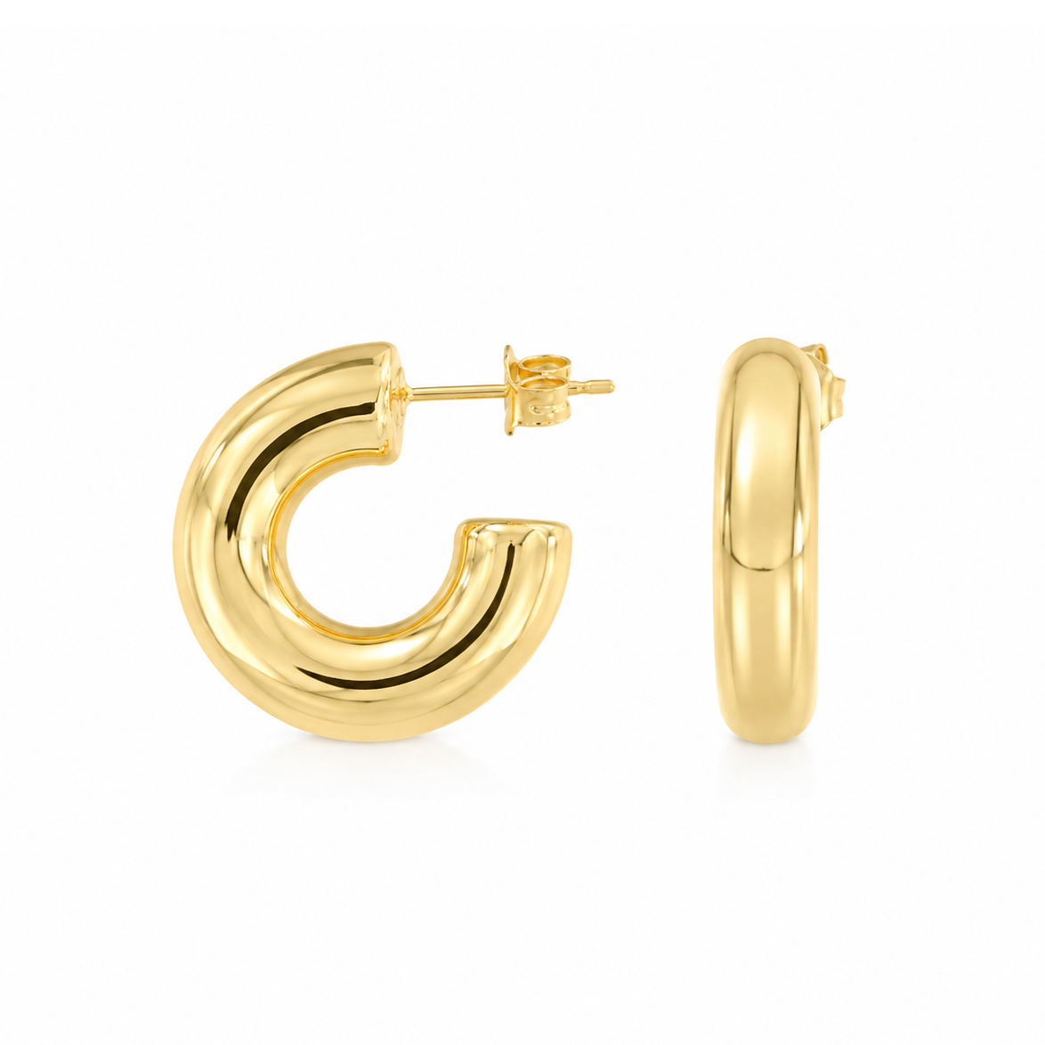 14k Yellow Gold 20mm Tube Hoop Earrings