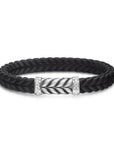 David Yurman Chevron Bracelet In Black Rubber With Diamonds And Sterling Silver, 9mm