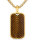 David Yurman Chevron Tag In 18k Yellow Gold With Tiger's Eye, 34mm