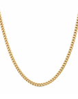 A gold Cuban link chain necklace shown against a plain white background.