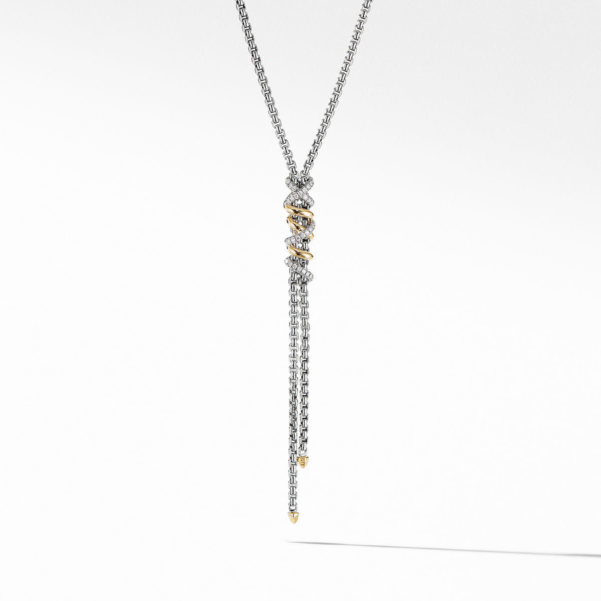 Helena Y Necklace In Sterling Silver With 18k Yellow Gold With Diamonds