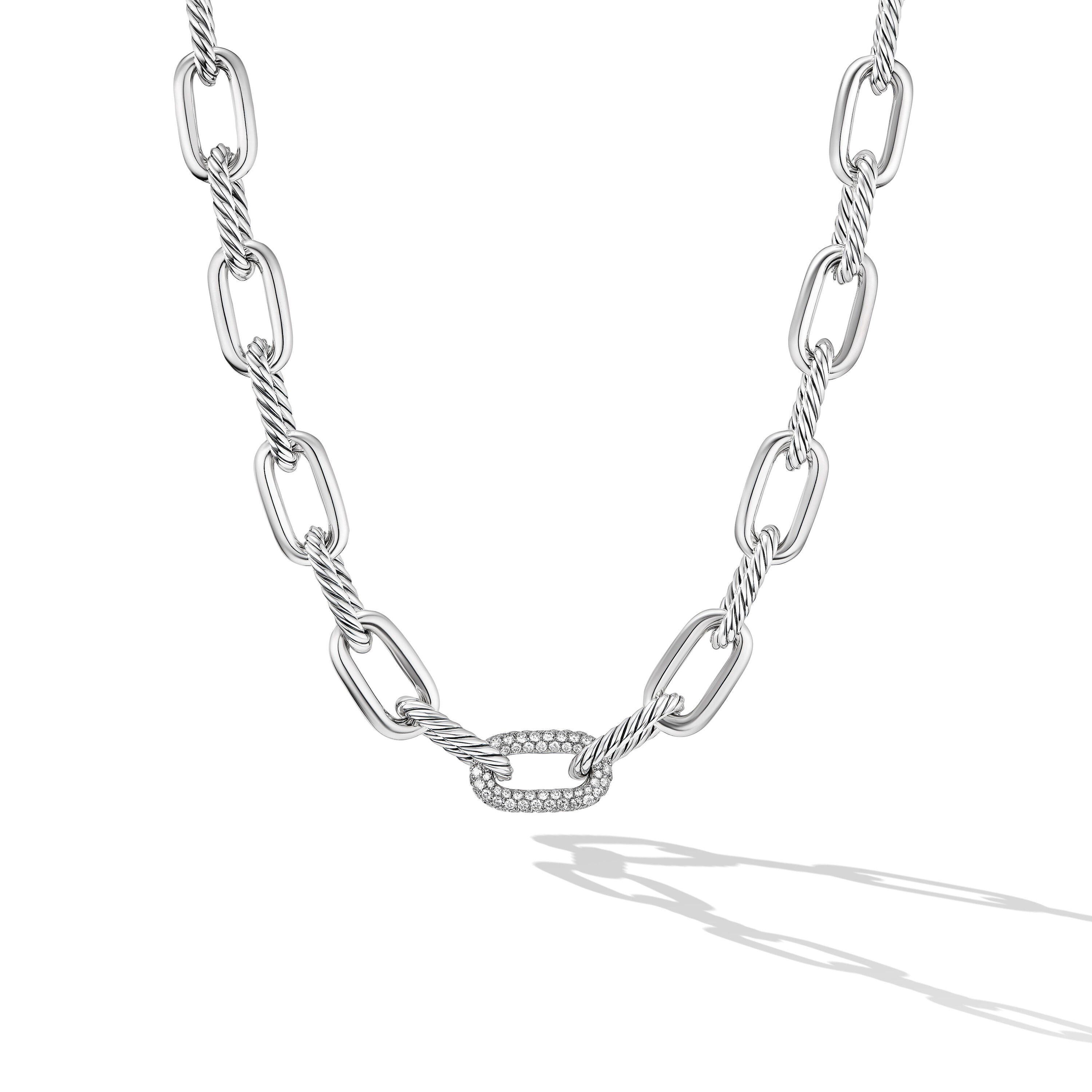 David Yurman Madison® Chain Necklace In Sterling Silver With Diamonds, 11mm