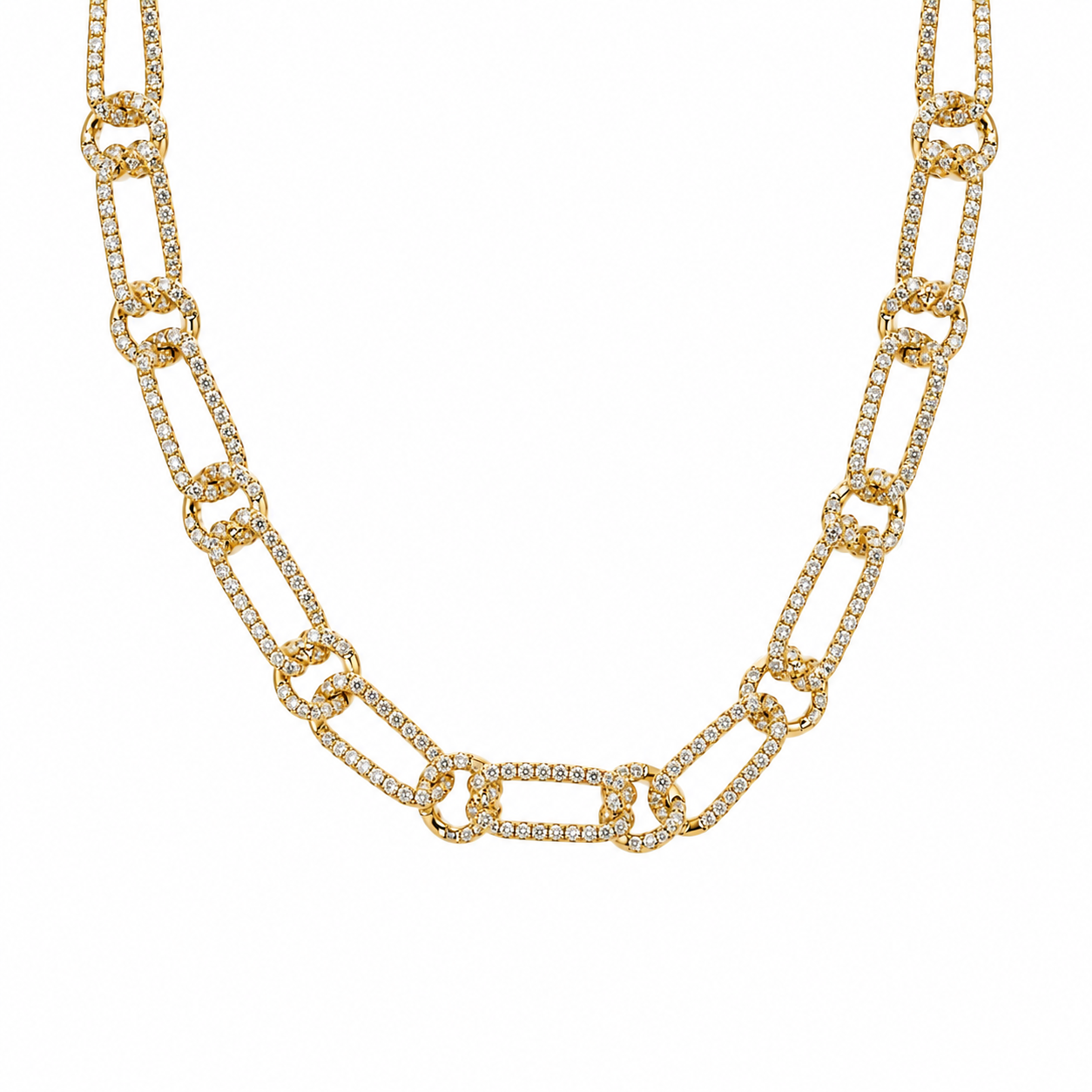 18k Yellow Gold 6.50ctw Diamond Chain Link Necklace