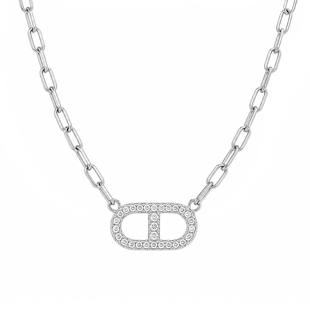 18k White Gold 1.00ctw Diamond Link Necklace