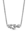 David Yurman Petite Buckle Necklace In Sterling Silver With Diamonds, 16.2mm