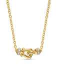 David Yurman Petite Buckle Necklace In 18k Yellow Gold With Diamonds, 16.2mm