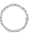 David Yurman Mercer® Chain Necklace In Sterling Silver With 18k Yellow Gold And Diamonds, 8mm