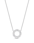 Memoire 18k White Gold Diamond Circle Pendant Necklace