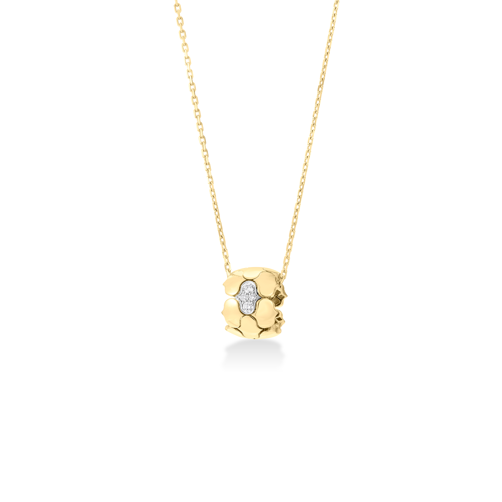18k Yellow Gold Cobra Diamond Rondel Necklace - Large