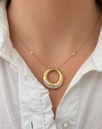 18k Yellow Gold Scattered Diamond Circle Necklace