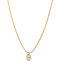 Brown & Co. 18k Yellow Gold Oval Diamond Bezel Beaded Necklace