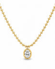 18k Yellow Gold 0.57ctw Oval Diamond Beaded Necklace